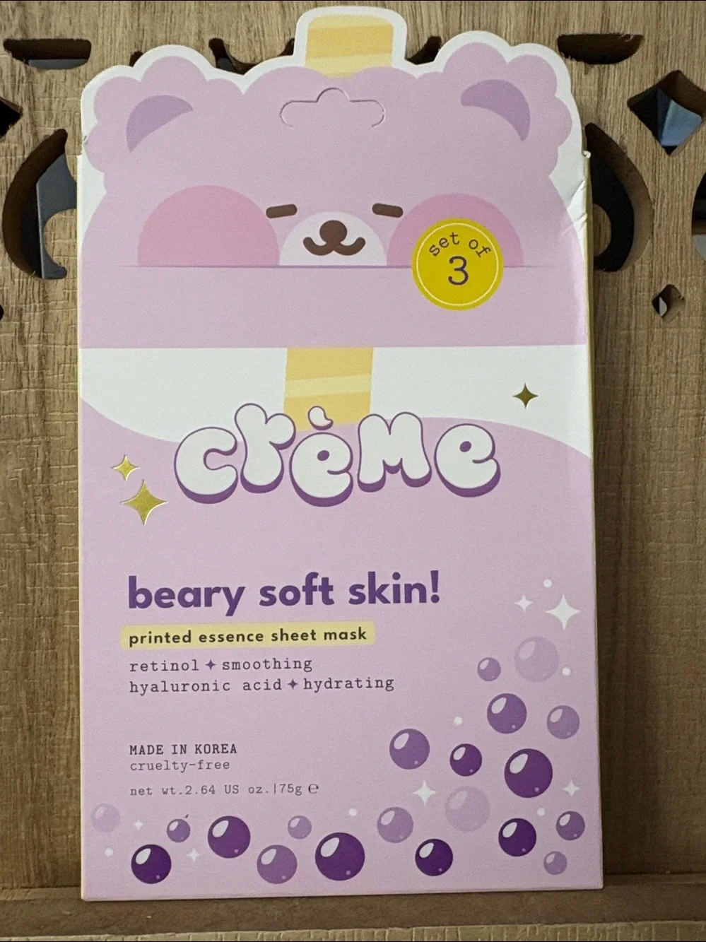 Crème Beary Soft Skin Pink Sheet Mask Set – Hydrating Women’s Skincare